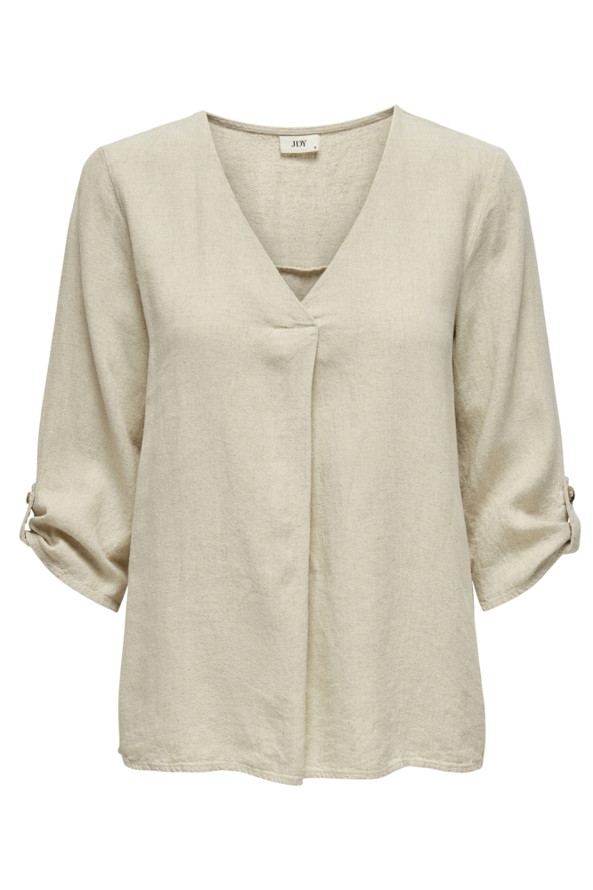 JDYSAY 3/4 LINEN V-NECK TOP WVN DIA 15317390 Oatmeal/MELANGE